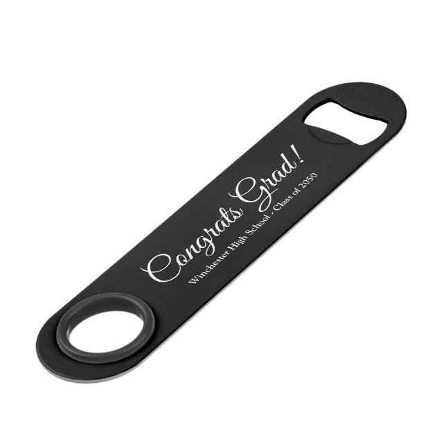 Congrats grad black custom script text class year (Front Angled)