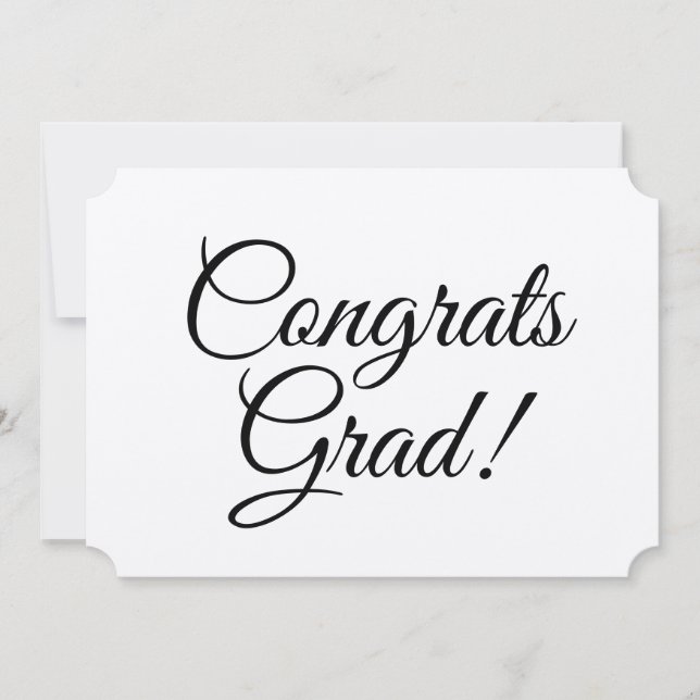Congrats grad black elegant script calligraphy card (Front)