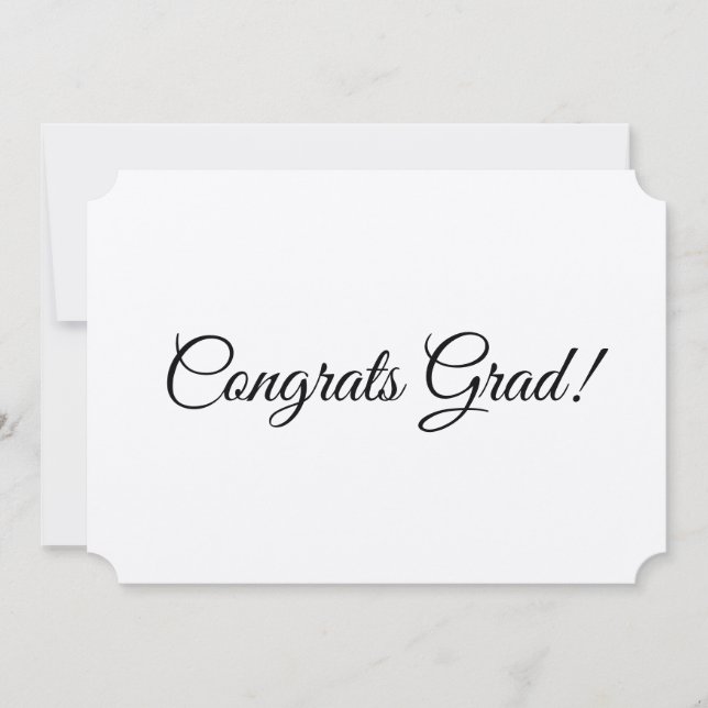Congrats Grad black elegant script graduation Card (Front)