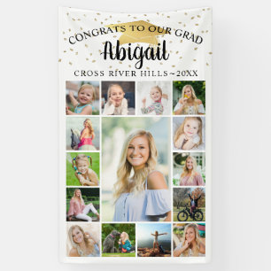 Congrats Grad Black Gold15 Photo Collage Script Banner