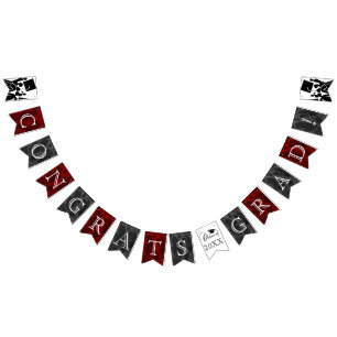 Congrats Grad - Black & Red Marble   Bunting