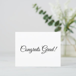 Congrats grad black script calligraphy elegant postcard