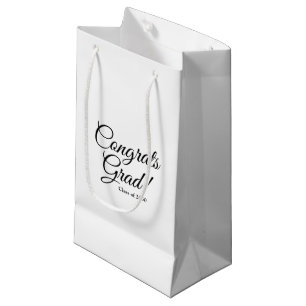 Congrats grad black white custom script class year small gift bag