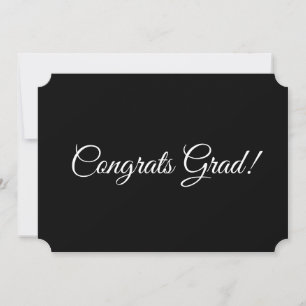 Congrats Grad black white script simple elegant Card