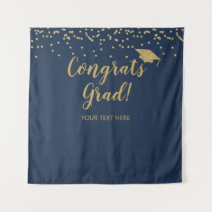 Congrats grad blue and gold Backdrop banner Tapestry