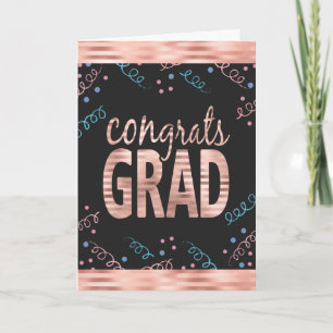 Congrats Grad Blush Rose Faux Foil and Confetti Card