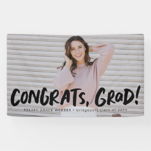 Congrats grad bold black one photo graduation  banner
