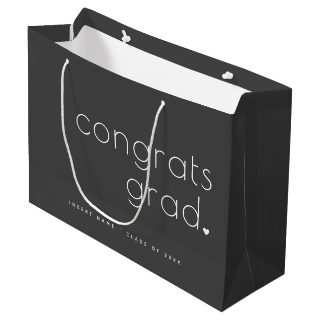 Congrats Grad Class of 20XX Modern Minimalist Larg Large Gift Bag (Front Angled)