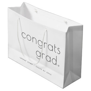 Congrats Grad Class of 20XX Modern Minimalist Large Gift Bag