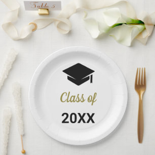Congrats Grad Class Of Any Year Graduation Cap Paper Plate