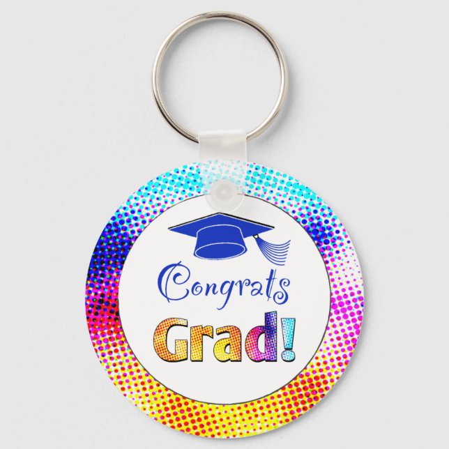 Congrats Grad Colours, Fun Key Ring (Front)