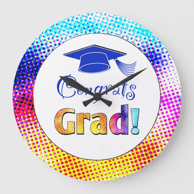 Congrats Grad Colours, Fun Large Clock (Front)