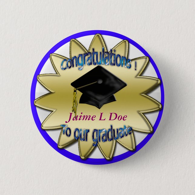 congrats grad commemorative 6 cm round badge (Front)