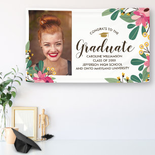 Congrats Grad Custom Photo Floral Graduation Sign