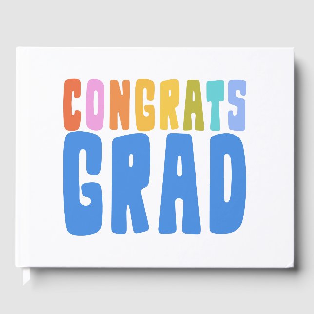 Congrats Grad Cute Colourful Graduation  Guest Book (Front)