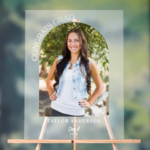 Congrats Grad Elegant Modern Arch Photo Frosted Acrylic Sign