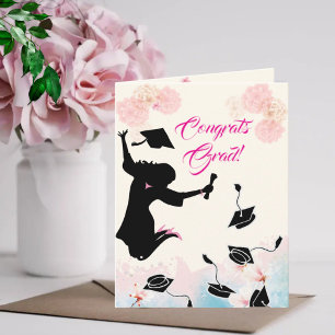 Congrats Grad! - Female Graduate - Pink Floral Card