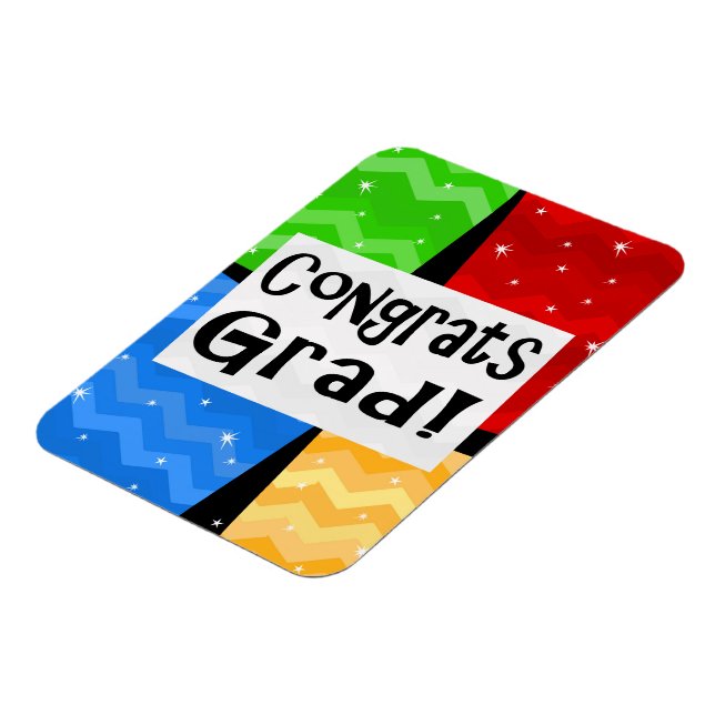 Congrats Grad Festive Multicolor Graduation Party Magnet (Left Side)