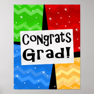 Congrats Grad Festive Multicolor Graduation Party Poster