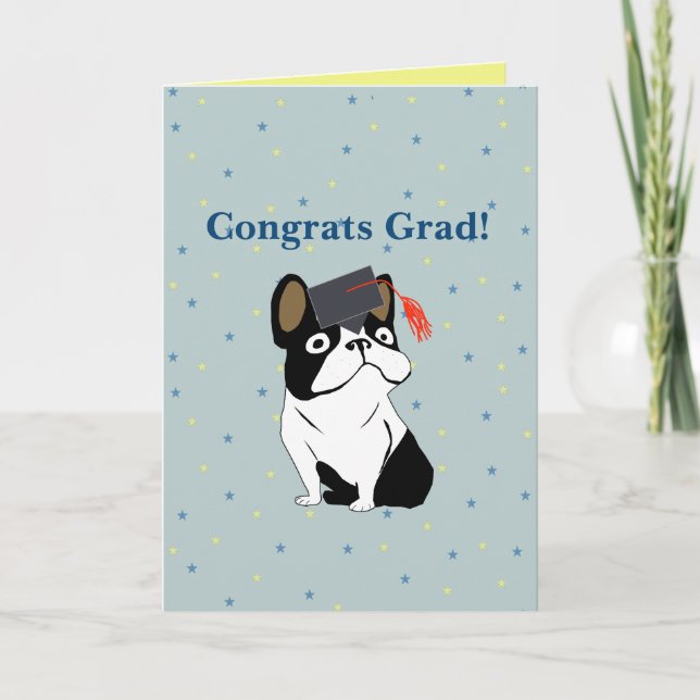 Congrats Grad French Bulldog Card (Front)