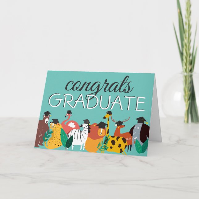 Congrats Grad | Fun Animals Card (Front)