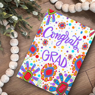 Congrats Grad Fun Cute Flowers Inspirivity Card