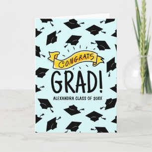 Congrats Grad Gold Banner Celebration Pattern Card