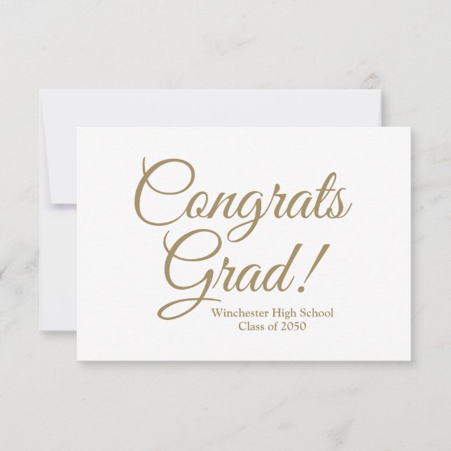 Congrats grad gold custom school class year card (Front)