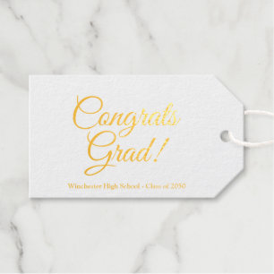 Congrats grad gold custom school class year simple gift tags