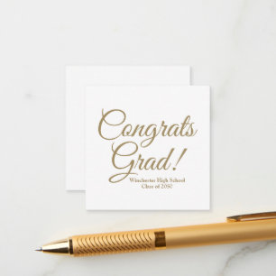 Congrats grad gold custom script school class year enclosure card