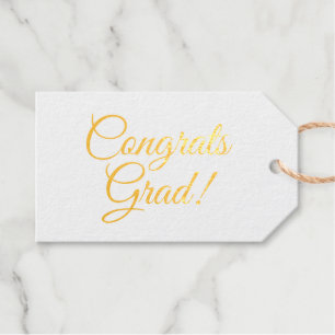 Congrats grad gold custom script simple elegant gift tags