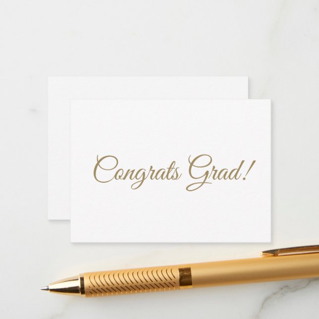 Congrats grad gold script calligraphy elegant enclosure card (Front/Back In Situ)