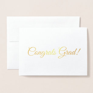 Congrats grad gold script calligraphy simple foil card