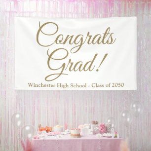 Congrats grad gold script class year elegant banner