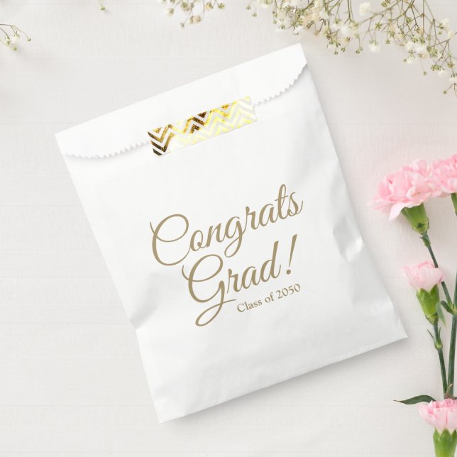Congrats grad gold script class year elegant favour bags (Sealed)