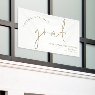 Congrats Grad Gold Script Graduation Announcement  Banner