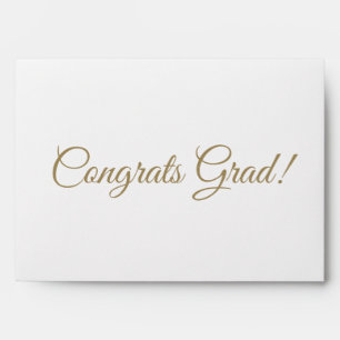 Congrats grad gold script modern interior elegant envelope