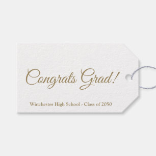 Congrats grad gold script school class year gift tags