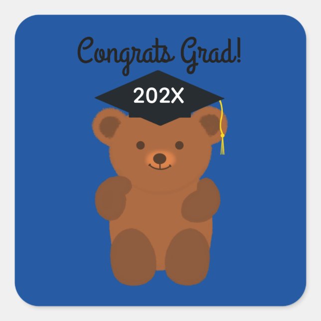 Congrats Grad! Graduation Bear #1 Stickers (Front)