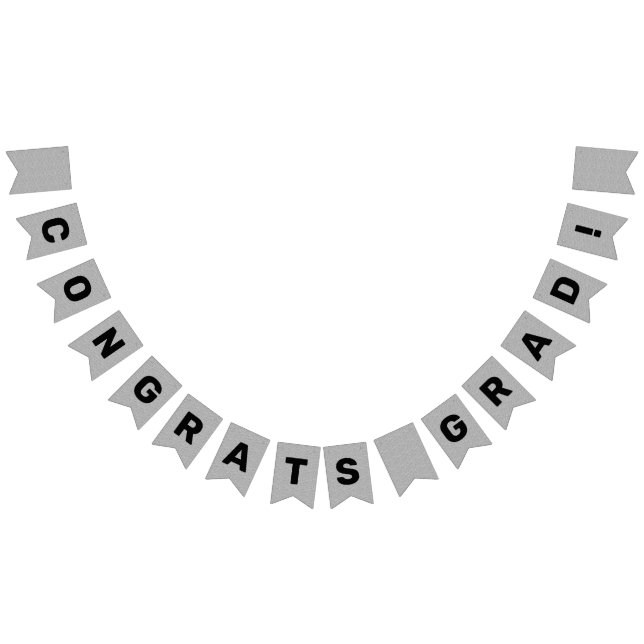 Congrats Grad Graduation Silver Glitter Bunting (All)