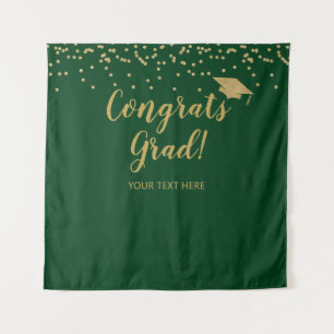 Congrats grad green and gold Backdrop banner Tapestry