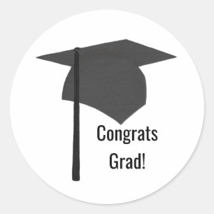 Congrats Grad Grey Cap Black Tassel Graduation Classic Round Sticker