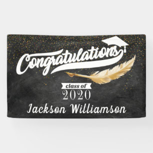 Congrats Grad Luxury Chalkboard Black and white Banner