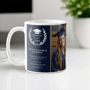 Congrats Grad Modern Graduation Photo Navy Blue Coffee Mug