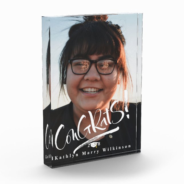 Congrats Grad Modern Script Graduation Photo Block (Left)