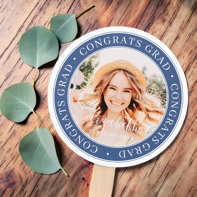 Congrats Grad Modern Simple Custom Photo Hand Fan (Creator Uploaded)