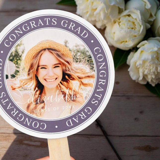 Congrats Grad Modern Simple Custom Photo Hand Fan (Creator Uploaded)