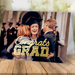 Congrats Grad Modern Simple Graduation Photo Foil Greeting Card<br><div class="desc">This simple and classic design is composed of serif typography and add a custom photo</div>