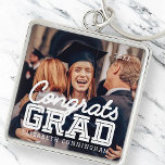 Congrats Grad Modern Simple Preppy Photo Key Ring<br><div class="desc">This simple and classic design is composed of serif typography and add a custom photo.</div>