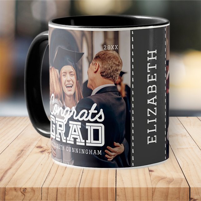 Congrats Grad Modern Simple Preppy Photo Mug (Creator Uploaded)
